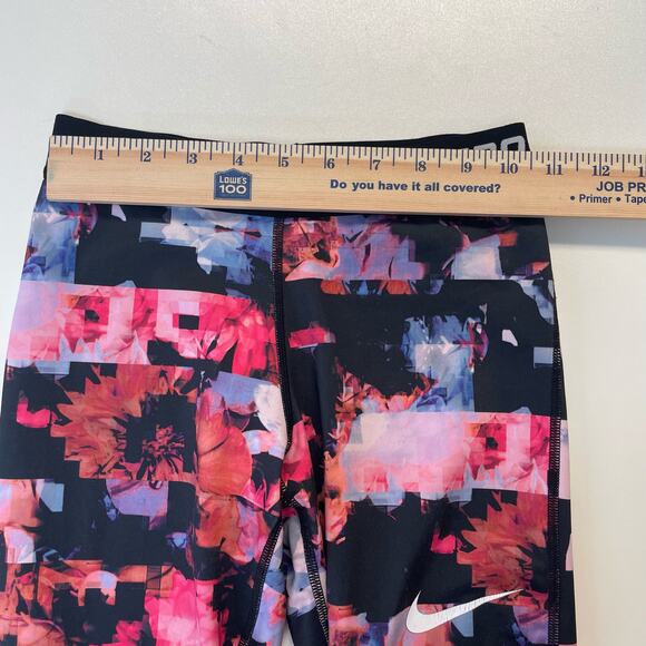 Nike‎ Pro Girls Floral Print Compression Tights Hyper Crimson Size Medium - Picture 9 of 11